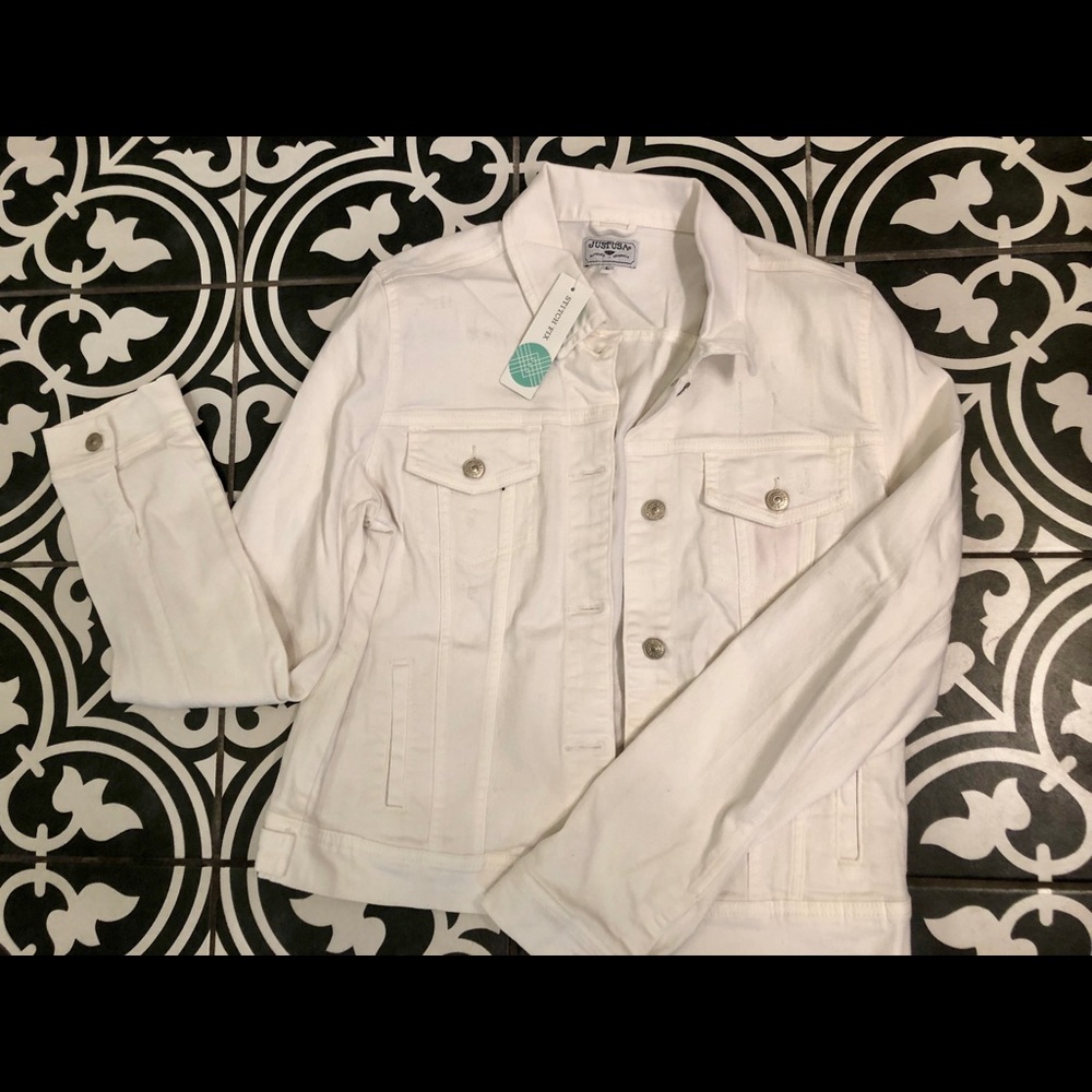 ♦️SOLD♦️ Just USA white denim jacket NWT